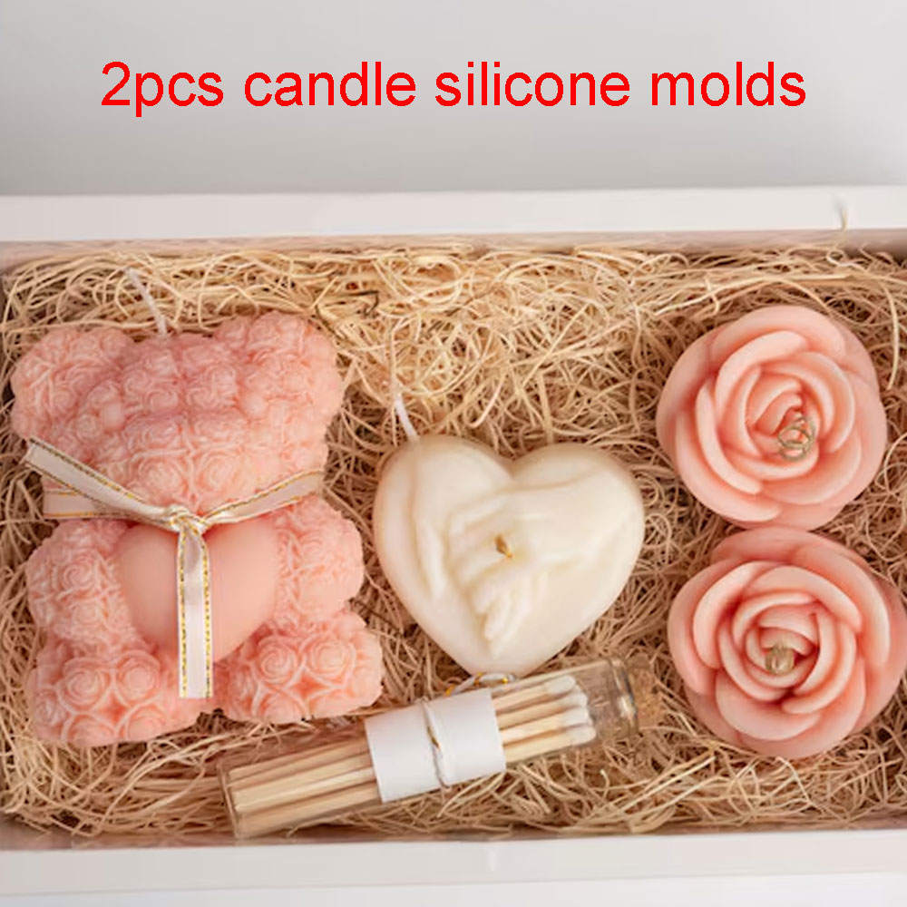 Candle Making Kit - Teddy Bear Heat Rose Silicone Candle