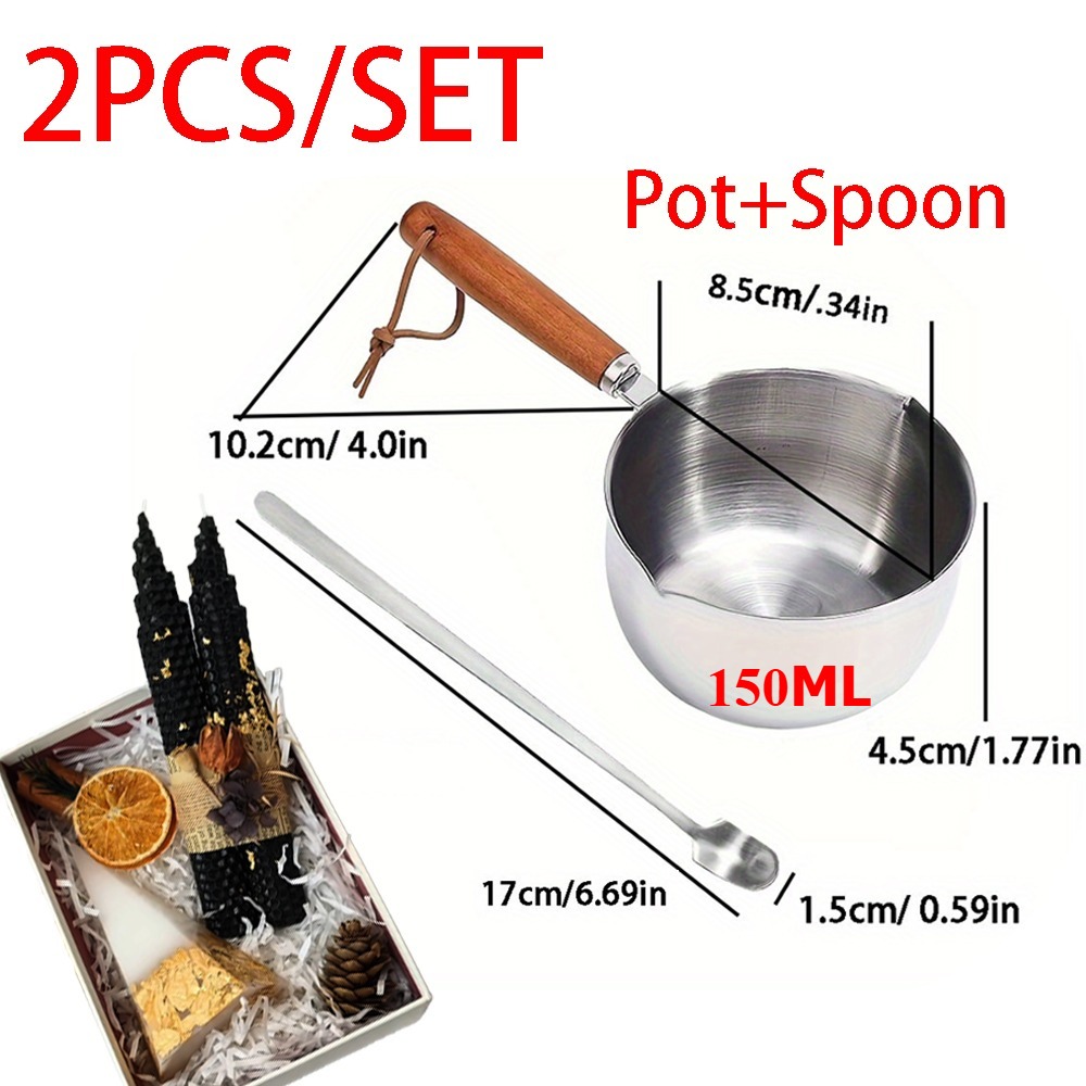 2PCS/SET Wood Handle Wax Melti - Candle Making Vessels review and price